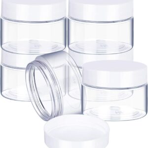 6 Pack Plastic Pot Jars Round Clear Leak Proof Plastic Container Jars with Lid for Travel Storage, Eye Shadow, Nails, Paint, Jewelry (6 oz, White)