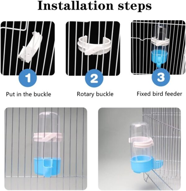 CaiHuaEr 2 PCS Bird Water Feeder Automatic Water Feeder Bird Water Bottles Bird Cage Food Feeder Cage Accessories for Cockatiel Parrots Budgie Lovebirds - Image 7