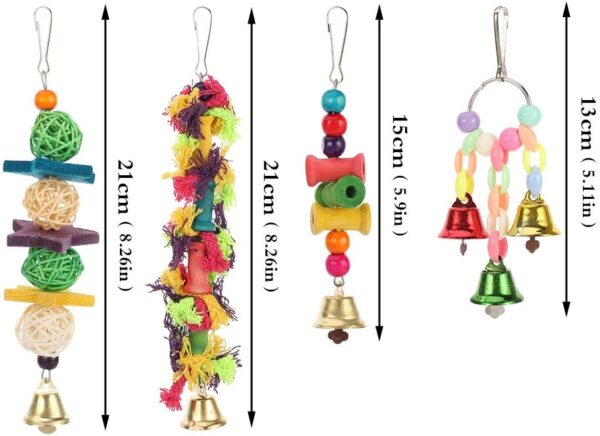 Yorgewd 8-Pack Bird Toys Parrots Cage Toys Hanging Swing Shredding Chewing Perches Parrot Toy Parrot Bite Toy for Budgie, Cockatiels, Conures, Finches, Small Parakeets - Image 3