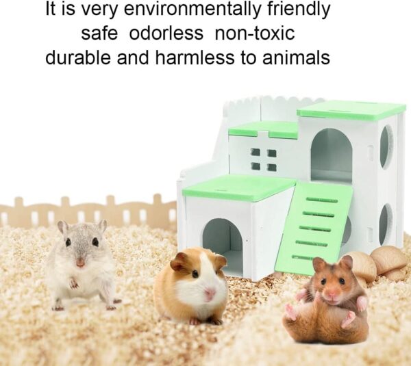 JUNPINGLIN Hamster House Small Animal Hideout for Dwarf Hamster, Syrian Hamster and Mouse Hamster Hideout Hut House Wooden - Image 4