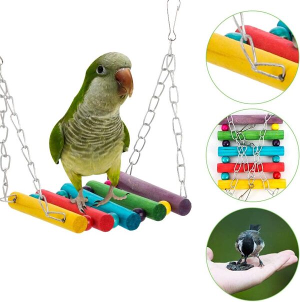 Yorgewd 8-Pack Bird Toys Parrots Cage Toys Hanging Swing Shredding Chewing Perches Parrot Toy Parrot Bite Toy for Budgie, Cockatiels, Conures, Finches, Small Parakeets - Image 2