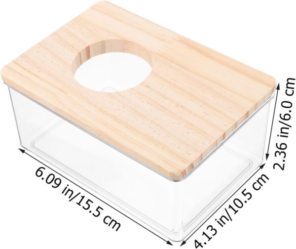 Yardwe 2pcs Guinea Fully Glass Household Supply Sand Delicate Chinchilla Bathroom Food Wooden Shower Cage Small Bathtub Animal Accessory Pet Room Bath Transparent Hamster Container - Image 2