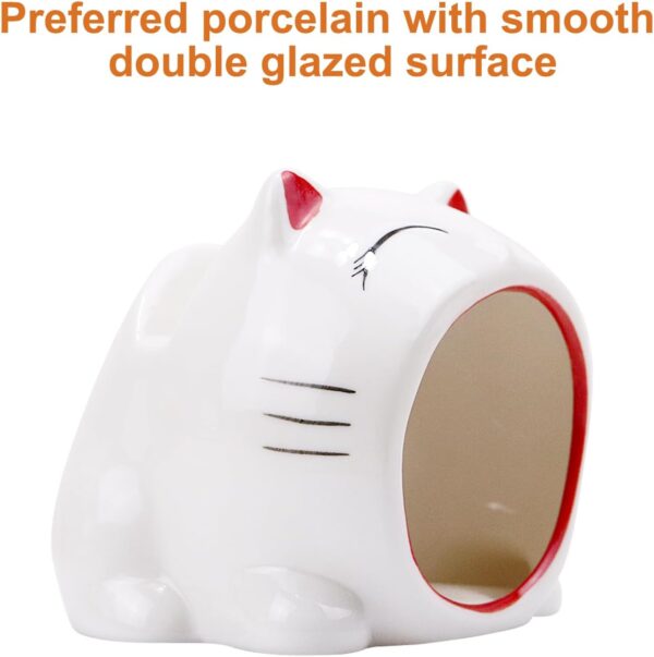 Hamster Habitat, Ceramic Hamster House Hut Cave Hideaway, Small Pet Animal Nest Hideout Cage Accessories for All Season Syrian Rabbit Gerbil Chichilla Hedgehog Sugar Glider Gerbils Rat 1 Pack (Red) - Image 2