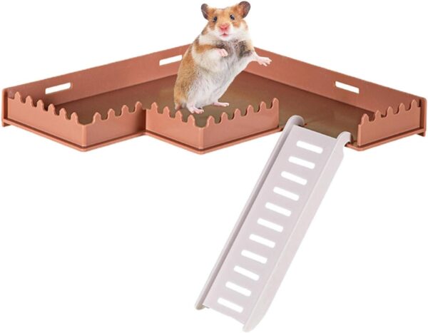 Fowybe Hamster Stand Platform - Safe PVC Play Gym with Ladder,Pet Supplies Small Animal Habitat Decor for Hamsters, Hedgehogs, Squirrels, Gerbils, Chinchillas, Parrots, Chipmunks - Image 6