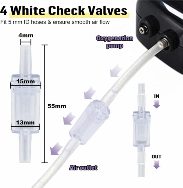48 Piece Air Pump Accessories Aquarium Accessories incl. 6M Transparent Silicone Hose Oxygen Stone Check Valves Suction Cups Regulator Valve and Y/T/L/I Shape Connector Standard Aquarium Accessories - Image 6