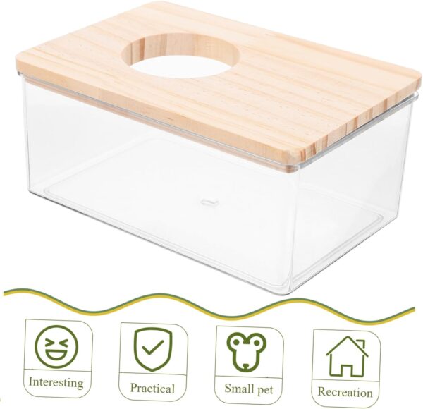 Yardwe 2pcs Guinea Fully Glass Household Supply Sand Delicate Chinchilla Bathroom Food Wooden Shower Cage Small Bathtub Animal Accessory Pet Room Bath Transparent Hamster Container - Image 9
