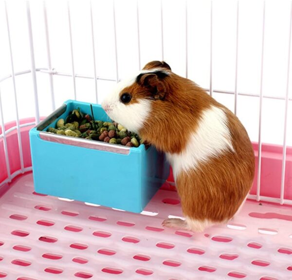 ZOOPOLR Cage Feeder Food & Water Hay Bowl Dish Bin Feeder, Small Animal Supplies for Rabbit Guinea Pig Chinchilla Hamster Ferret (Pink) - Image 4
