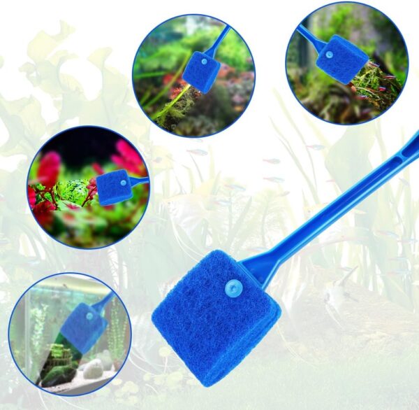 flintronic 2PCS Aquarium Fish Tank Cleaning Sponge Brush, Double Sided Fish Tank Aquarium Cleaning Sponge, Reusable Scrubbing Brush, Total 40CM Long Cleaning Brush For Tank - Image 4
