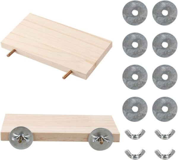Tabanzhe 2 Pcs Bird Platform - Wooden Climbing Stand for Small Animals, Pet Cage Accessories for Small Animals Chinchilla Hamster Rat Mouse Parrot, Rest Flat Stand Place for Birds - Image 3