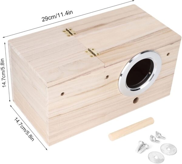 Parakeet Nesting Box, 11.4 X 5.8 X 5.8in Wooden Bird Breeding Nest Box Birds House Aviary Budgie Cage Accessories for Small Medium Birds - Image 3