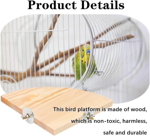 Zhouocea 2 PCS Bird Wood Platform Durable Pet Platform Pet Perch Parrot Perch Fan Shaped Bird Perches Climbing Platform Bird Cage Accessories for Small Animals - Image 3