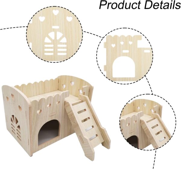 Thyonta Hamster Play Toys Hamster Climbing Ladder Wooden Hamster Cage Houses Platform Habitats for Small Pet Animal(Rook) - Image 3