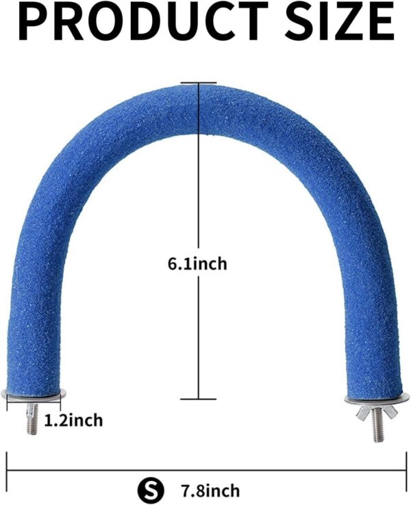 TeTupGa U Shape Parrot Perch Stand Pet Toy Bird Platform Sand Paw Grinding Clean Stick Cage Exercise Conure Budgie Cockatiel Accessories (Blue Small) - Image 7