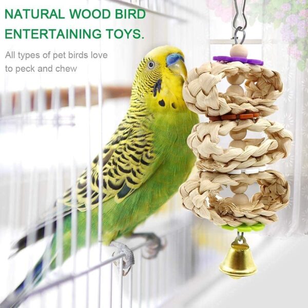 Bird Toys Parakeet Toys Bird Cage Accessories Parrot Swing Chewing Standing Hanging Perch Hammock Climbing Ladder for Budgerigar,Parakeet,Conure,Cockatiel,Mynah,Love Birds,Finches - Image 5