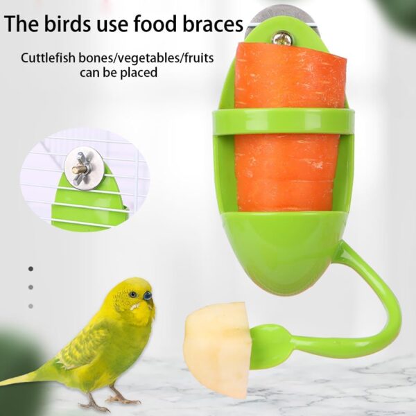 Fyfjur 2Pcs Bird Parrot Cuttlebone Holder with Perches Cuddle Bone Feeding Racks, Cuttlefish Bone with Holder, for Pet Bird Supplies Fruit Vegetable Millet Container - Image 4