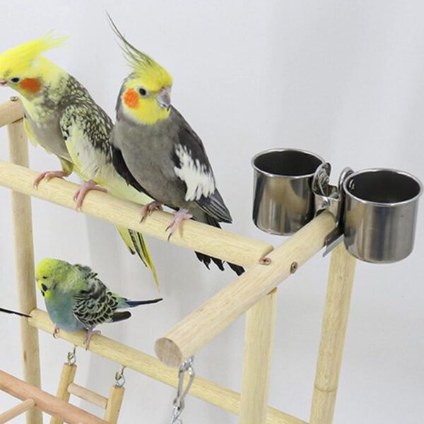 Holzsammlung Bird Playground, Wooden Parrot Stand Bird Play Stand, Parrot Perch Stand with Ladder, Bird Play Gym Toy Cage Accessories for Small Middle Parakeets Cockatiels Finches Budgie Lovebirds - Image 4