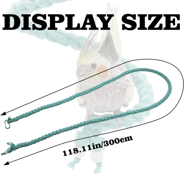 150 cm Extra Long Bird Rope Perch, Bird Spiral Rope Swing Toy, Bird Cage Stand Pole Accessories, Bird Standing Climbing Toy for Parrot Parakeet Budgies Lovebirds Cockatiels - Image 6