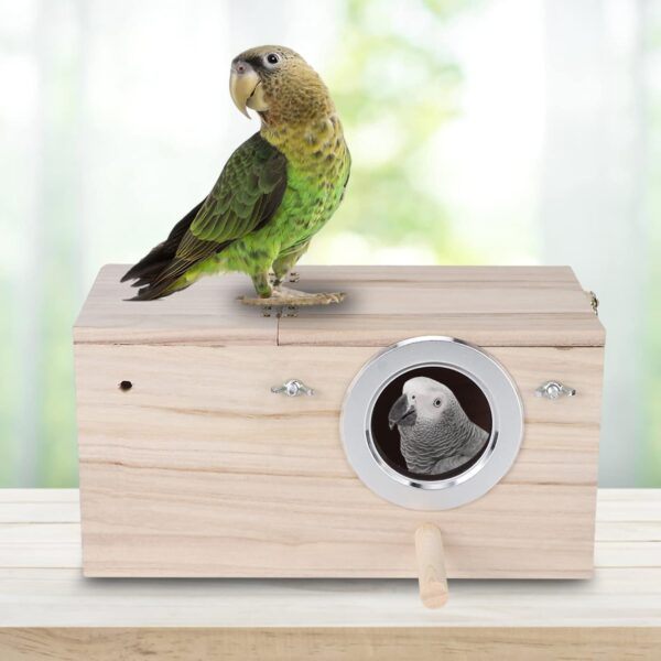 Parakeet Nesting Box, 11.4 X 5.8 X 5.8in Wooden Bird Breeding Nest Box Birds House Aviary Budgie Cage Accessories for Small Medium Birds - Image 6