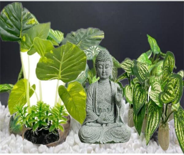 6pcs Buddha Set, Betta Fish Tank, Fish Tank Decorations Aquarium Decoration Small Ornaments Accessories Betta Fish Rest Leaf Buddha for Household and Office Aquarium Simulation - Image 5