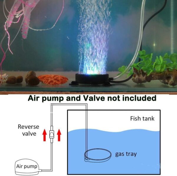 LED Aquarium Air Stone Lamp Fish Tank Bubbler Light Fish Tank Air Stone Diffuser Decor Lamp with Sucker Auto Colorful Backgound Lighting - Image 5