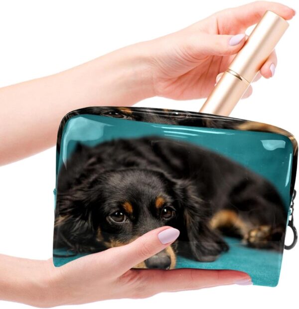 Cosmetic Bag for Women, Adorable Roomy Makeup Bags Travel Water Resistant Toiletry Bag Accessories Organizer, Dog Animal Black Pet - Image 4