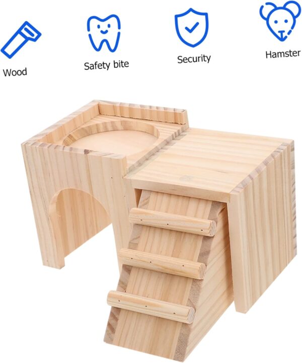 Yardwe Hideout House Nest Decorative Pet Nest Pet Supply Wooden Nest Sleep Nest Small Animals Cage Hideaway Nests Wooden House - Image 5