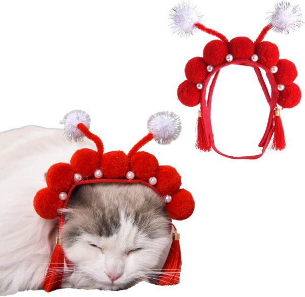 Christmas Pet Chinese Headband Cute Chinese Headband For Dogs Dress Up Supplies Carnivals Pet Hairband Pet Hat For Pet Hat For Small Animal Pet Hat For Dogs Christmas - Image 2