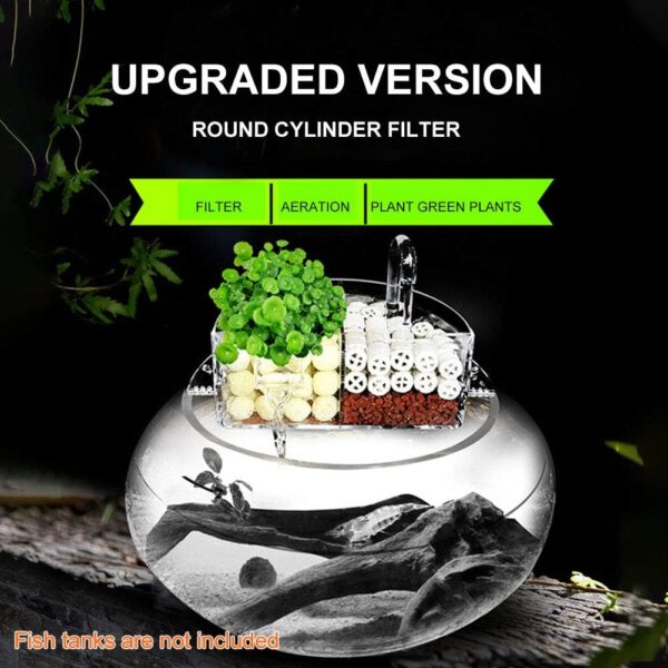 External Hanging Aquarium Filter Box, 3 In 1 Acrylic Fish Tank Clear Increase Oxygen Toolk, Air Driven Bio Sponge Fish Tank Case Accessories(size:S) - Image 5