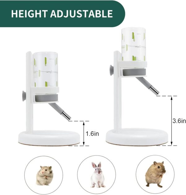 Marchul Hamster Water Bottle for Glass Tank, No Drip Guinea Pig Water Bottle with Stand/Holder Adjustable, Small Animal Water Bottles for Hamsters Leak-Proof (White,120ml) - Image 2