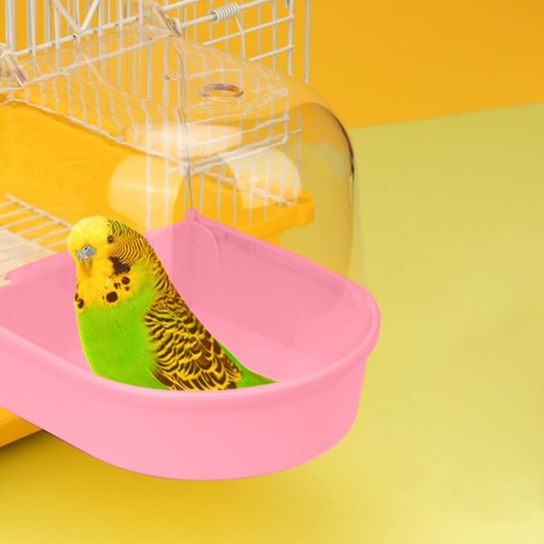 MEISH Bird Bath Tub Pet Bird Bath Box with Hooks Bird Cage Hanging Bathtub Bird Cage Accessory Supplies for Parrot Canary Budgies (Dark blue) - Image 4