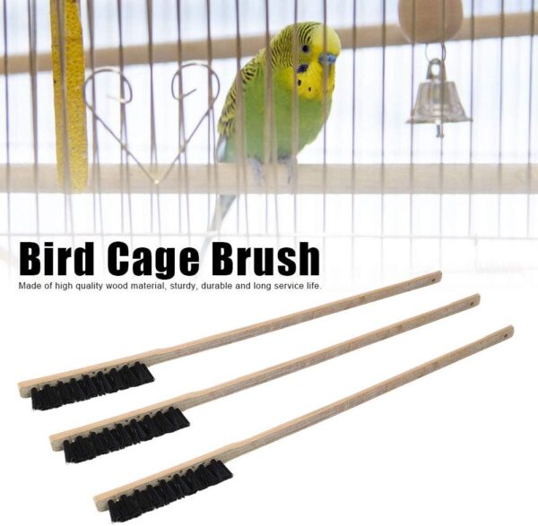 Pet Cleaning Brush,Jadeshay Pet Bird Cage Cleaning Brush Tool,3PCS Clean Brush Wooden Durable Long Handle Bird Cage Cleaning Brush for Pet Bird Parrots Small Animal Necessary Supplies - Image 7