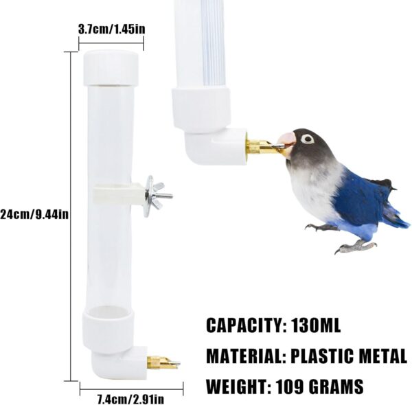 Bird Water Feeder,1PC Automatic Parrot Water Dispenser Bird Water Bottle with Cleaning Brush,Bird Cage Accessories Bird Drinker Bowl Fountain for Parrot Budgie Lovebirds Cockatiel Parakeet,130ML - Image 2