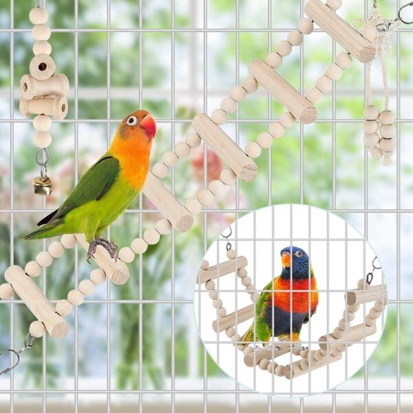 Bird Toys Parakeet Toys Bird Cage Accessories Parrot Swing Chewing Standing Hanging Perch Hammock Climbing Ladder for Budgerigar,Parakeet,Conure,Cockatiel,Mynah,Love Birds,Finches - Image 2