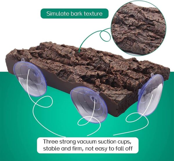hisunfarm Turtle Floating Basking Platform Aquarium Decorations Decor Artificial Bark with Suction Cups for Tortoise Climbing Platform Resting Terrace Step (Rock Brown) - Image 4
