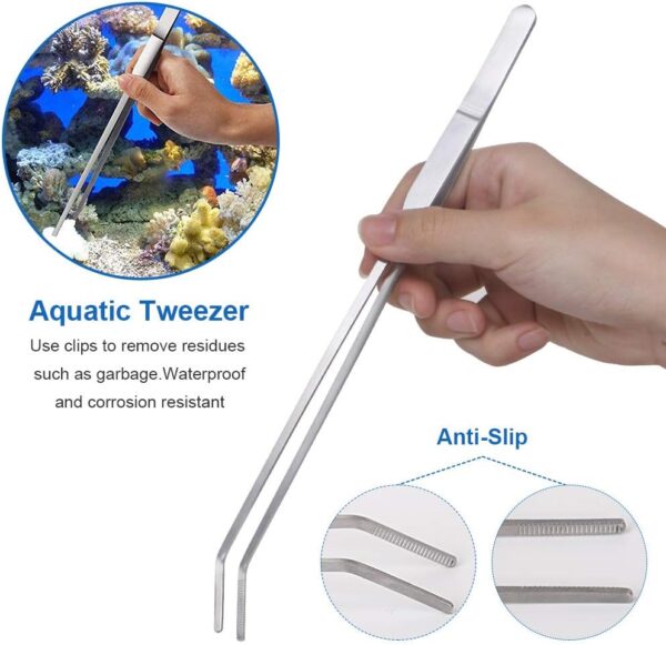Lukovee Aquarium Tank Tool Kits, 4 in 1 Aquarium Clean Tools, Stainless Steel Tweezers Scissor Spatula, Fish Tank Plant Cutters Set for Aquatic Plants, Metal Aquarium Forceps Tools - Image 3