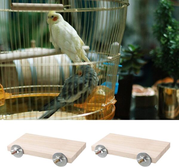 Tabanzhe 2 Pcs Bird Platform - Wooden Climbing Stand for Small Animals, Pet Cage Accessories for Small Animals Chinchilla Hamster Rat Mouse Parrot, Rest Flat Stand Place for Birds - Image 5