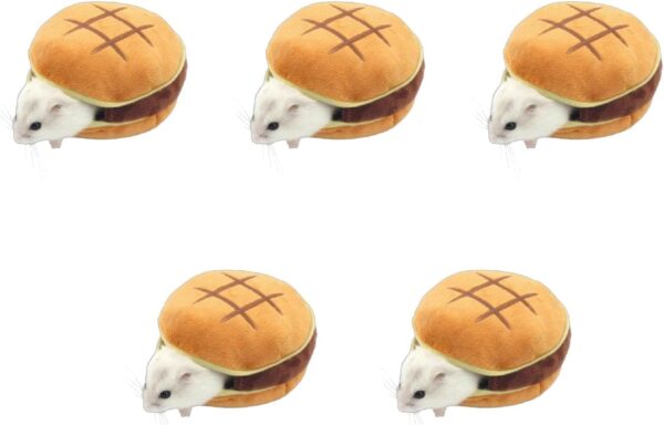 Saiyana Pet Supplies,Hamster Warm Bed House Hamburger Design for Small Animals Cage Accessories for Small Guinea Pigs Junior Chipmunks - Image 3