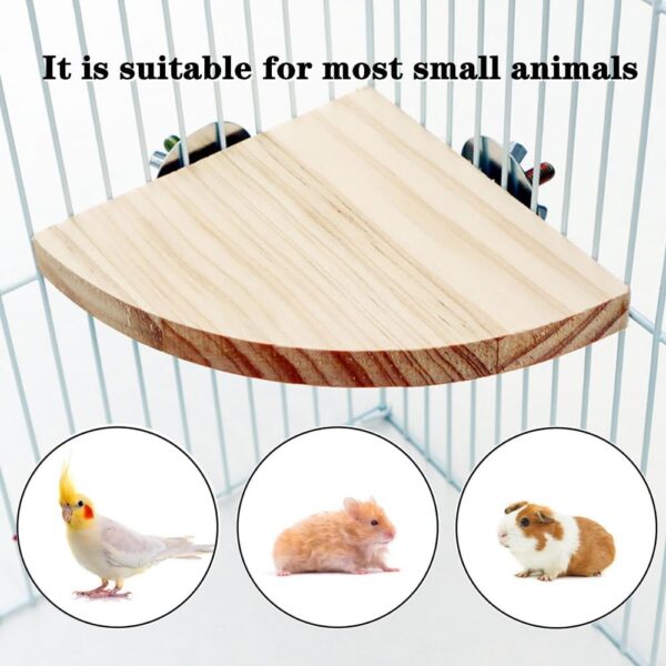 Zhouocea 2 PCS Bird Wood Platform Durable Pet Platform Pet Perch Parrot Perch Fan Shaped Bird Perches Climbing Platform Bird Cage Accessories for Small Animals - Image 5