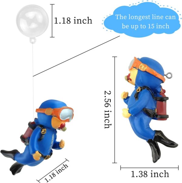 FuninCrea Mini Aquarium Decorations, Lovely Diver Resin Fish Tank Decorations Floating Diver Landscape Ornament for Home Office Aquarium Accessories (Style-A) - Image 3