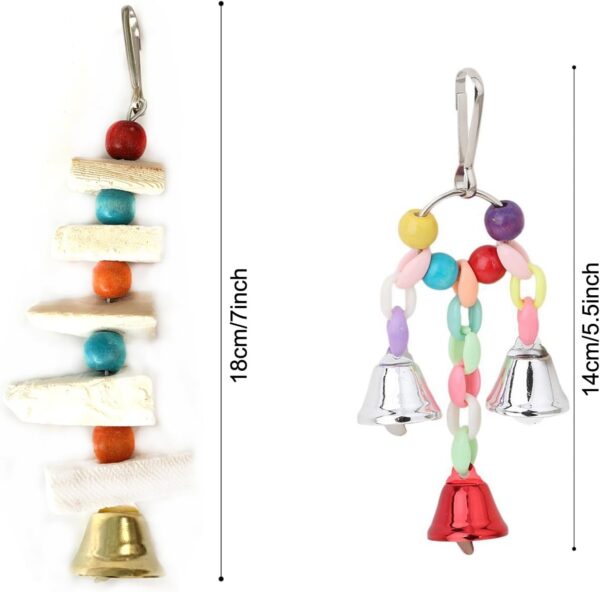 QUOZUO 8pcs Bird Cages Accessories, Colorful Bird Perch Stand Platform, Wooden Ladders Hammock, Swings Bird Parrot Toys with Bells for Small and Medium Birds - Image 5
