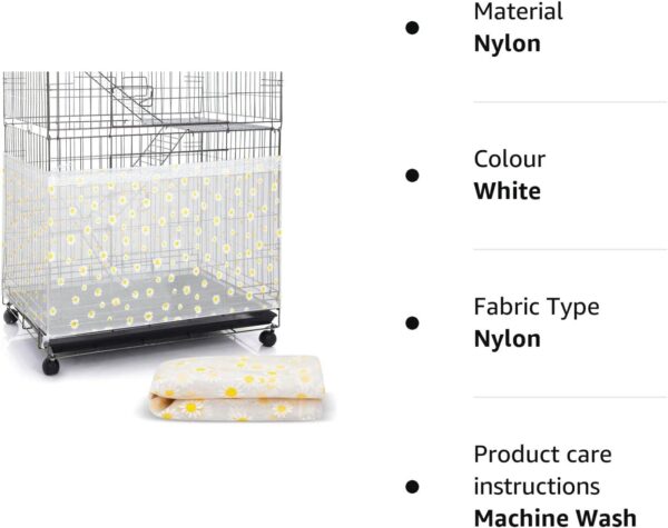 Shappy Large Bird Cage Cover Bird Cage Seed Catcher Bird Cage Liner Netting Bird Cage Accessories Skirt Guard Birdcage,adjustable Nylon Mesh Net for Parrot Parakeet Macaw(White Daisy, X-Large) - Image 8