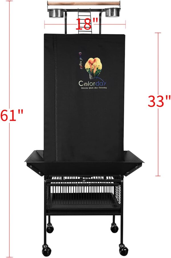 Colorday Good Night Bird Cage Cover for Large Bird Cage with Play Top (61", Black) - Image 6