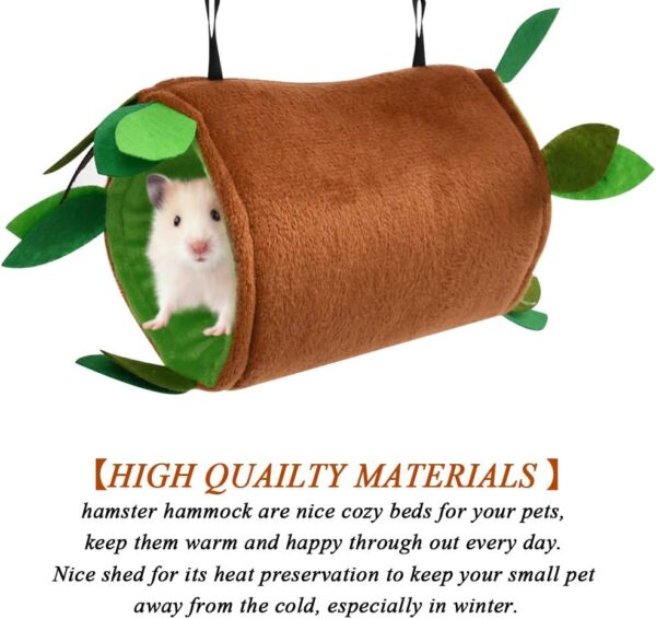 DODUOS Hamster Hammock 5Pcs Rat Bird Parrot Hanging Warm Bed House Cage Nest Accessories Forest Pattern Cage Toy Leaf Hanging Tunnel and Swing for Sugar Glider Squirrel Hamster Playing Sleeping - Image 6