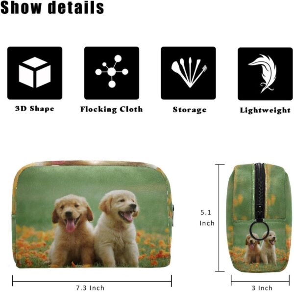 Cosmetic Bags for Women, Makeup Bag Travel Toiletry Bag Accessories Organizer, Gold Retriever Animal Dog Pet - Image 2