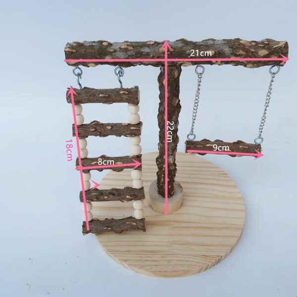 Vokowin Bird Playground Simple Stand Bridge Swing Climbing Wooden Training Ladder Toy For Bird Funfair Bird Perch Stand For Cage Play Stand Exercise Toys Cage Accessories Playgym (K383-1) - Image 2