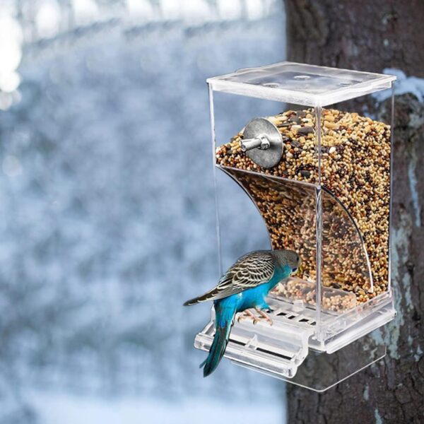 Automatic Bird Feeder, Anti Spill Bird Feeder, No Mess Pet Feeder Seed Food Container Parrot Toy Cage Accessories Perch for Budgerigar Canary Cockatiel Finch - Image 9