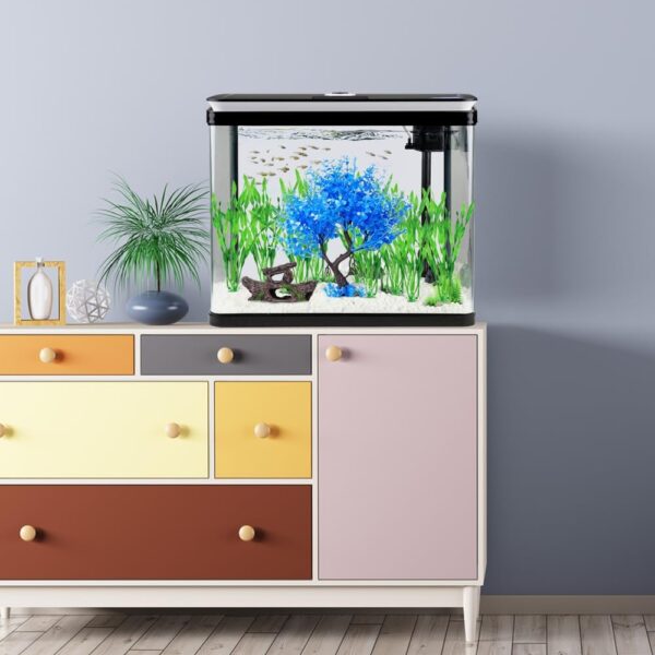 Aquarium Fish Tank Decorations, 16 Pcs Blue Tree & Green Seaweed & Shipwreck Decor Ship Ornament, Artificial Plastic Plants Set for Betta Fish, Goldfish, Turtle - Image 7