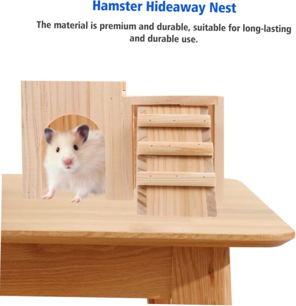 Yardwe Hideout House Nest Decorative Pet Nest Pet Supply Wooden Nest Sleep Nest Small Animals Cage Hideaway Nests Wooden House - Image 3