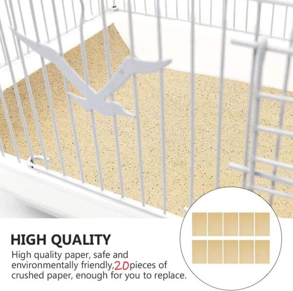 20 Pcs Gravel Liner Paper for Bird Cage, 11 x 17 inch Birdcage Liner Bedding Calcium Paper Special for Bird Cage in Sea Sand, Easy Clean Pet Sandpaper, Light Yellow Sandpaper for Parrots Cockatiels - Image 6