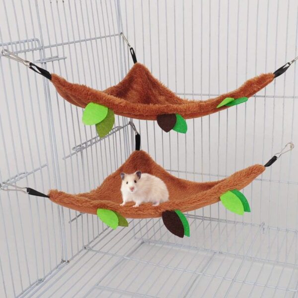DODUOS Hamster Hammock 5Pcs Rat Bird Parrot Hanging Warm Bed House Cage Nest Accessories Forest Pattern Cage Toy Leaf Hanging Tunnel and Swing for Sugar Glider Squirrel Hamster Playing Sleeping - Image 7